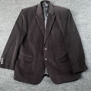 Chaps Ralph Lauren Corduroy Sport Coat Blazer Mens 46R Black Paisley Lining EUC